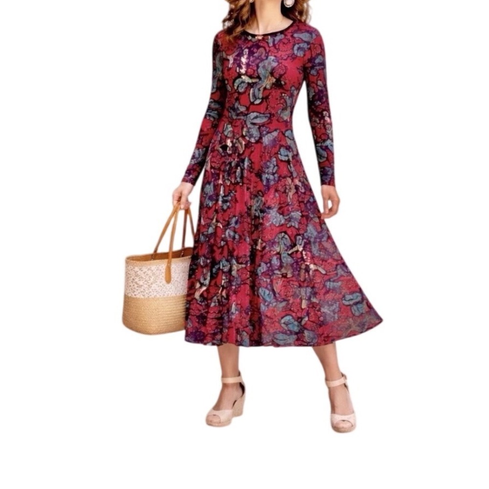 NWT Peruvian Connection Ravenwood Dress Ruby Red Pima Cotton XXL Lagenlook Artsy